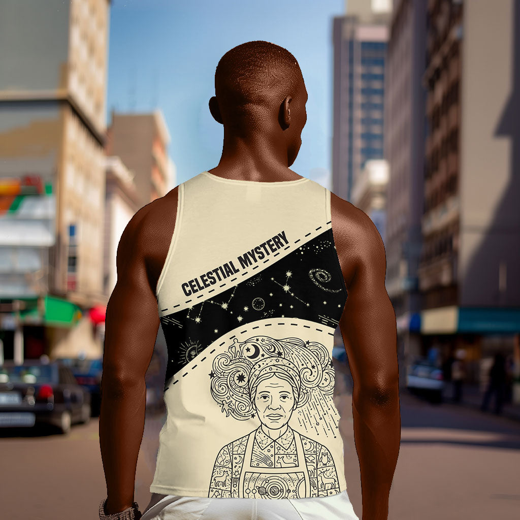 Harriet Powers Celestial Mystery Men Tank Top Vintage Line Art - African American Folk Quilt Pattern