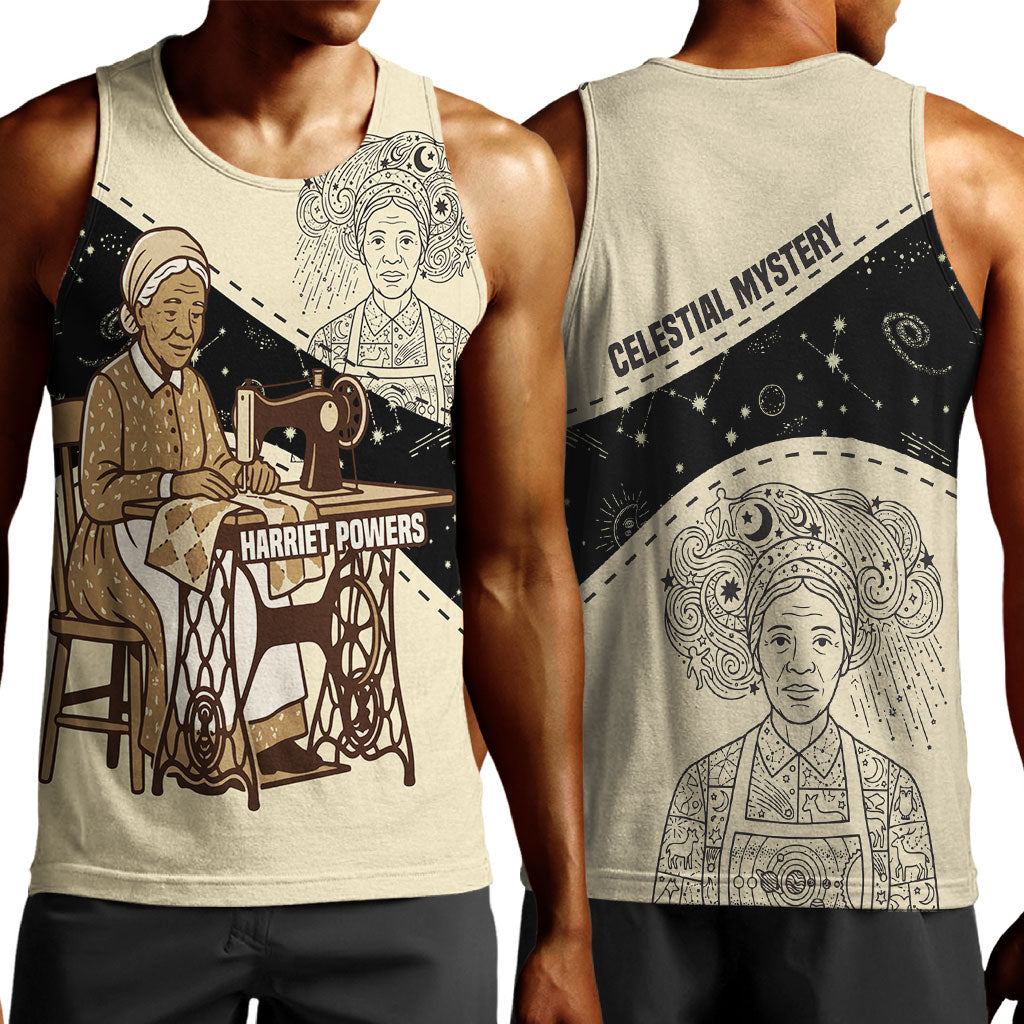 Harriet Powers Celestial Mystery Men Tank Top Vintage Line Art - African American Folk Quilt Pattern