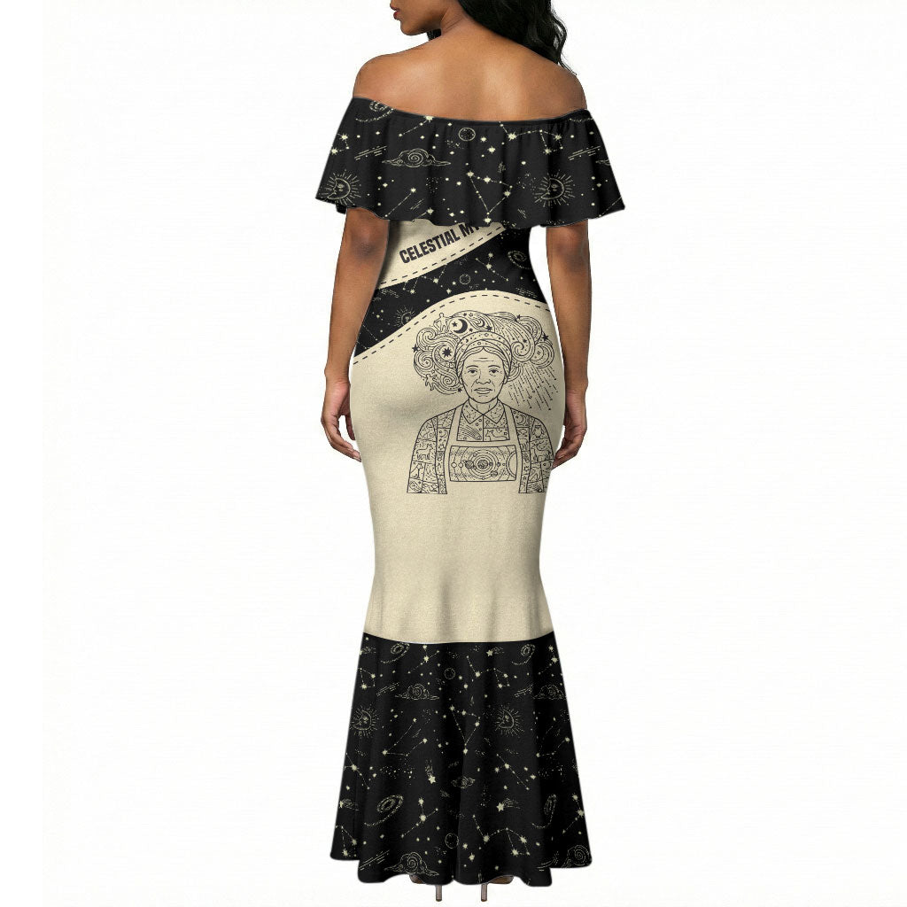 Harriet Powers Celestial Mystery Mermaid Dress Vintage Line Art - African American Folk Quilt Pattern