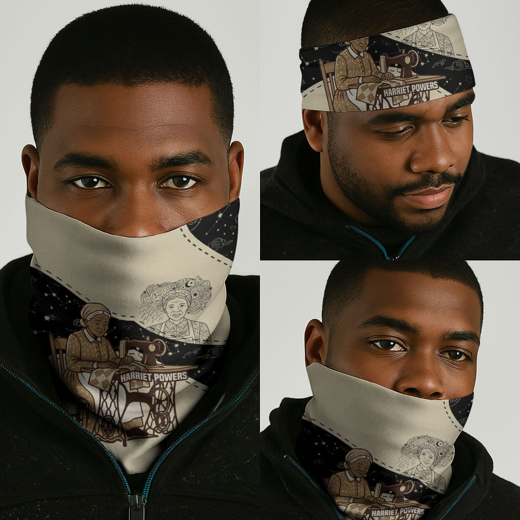Harriet Powers Celestial Mystery Neck Gaiter Vintage Line Art - African American Folk Quilt Pattern