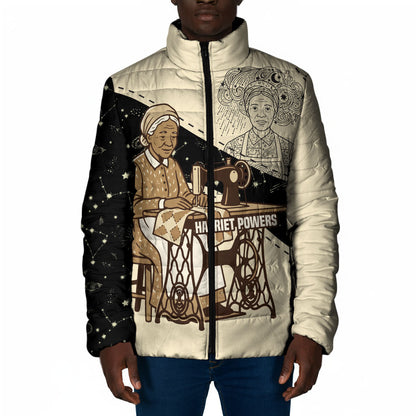 Harriet Powers Celestial Mystery Padded Jacket Vintage Line Art - African American Folk Quilt Pattern