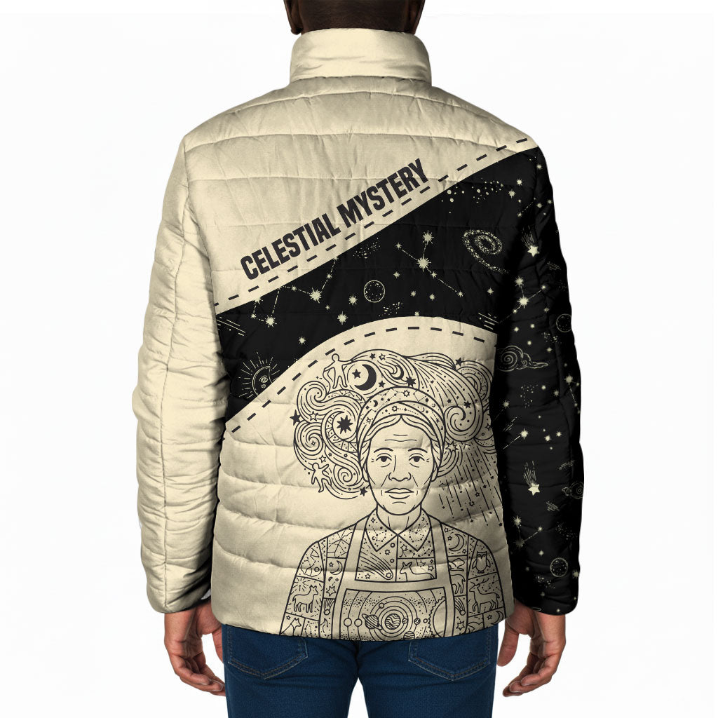 Harriet Powers Celestial Mystery Padded Jacket Vintage Line Art - African American Folk Quilt Pattern