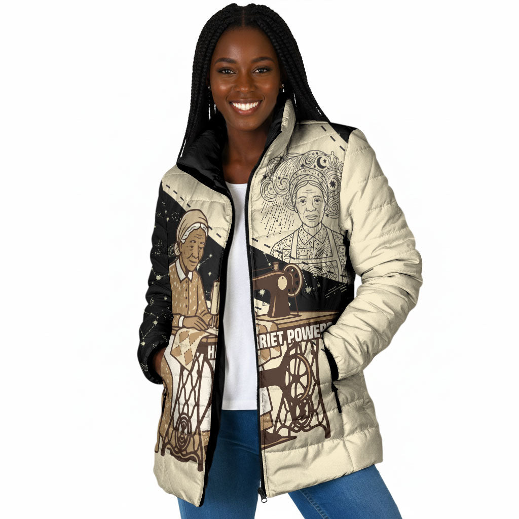 Harriet Powers Celestial Mystery Padded Jacket Vintage Line Art - African American Folk Quilt Pattern