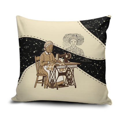 Harriet Powers Celestial Mystery Pillow Cover Vintage Line Art - African American Folk Quilt Pattern
