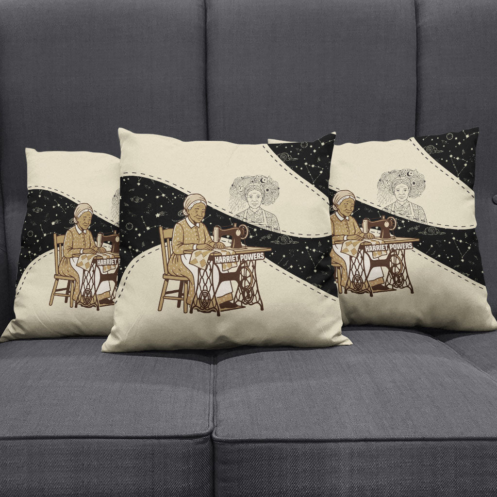 Harriet Powers Celestial Mystery Pillow Cover Vintage Line Art - African American Folk Quilt Pattern