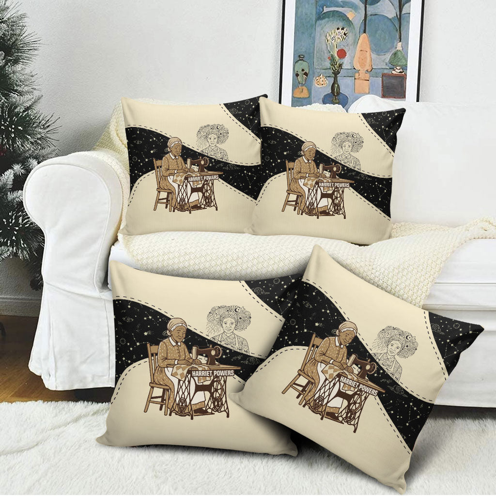Harriet Powers Celestial Mystery Pillow Cover Vintage Line Art - African American Folk Quilt Pattern