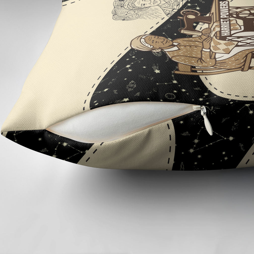 Harriet Powers Celestial Mystery Pillow Cover Vintage Line Art - African American Folk Quilt Pattern