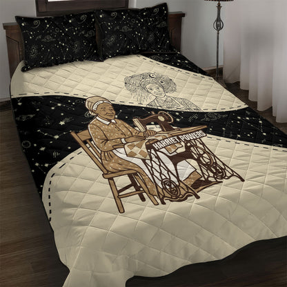 Harriet Powers Celestial Mystery Quilt Bed Set Vintage Line Art - African American Folk Quilt Pattern