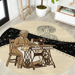 Harriet Powers Celestial Mystery Round Carpet Vintage Line Art - African American Folk Quilt Pattern