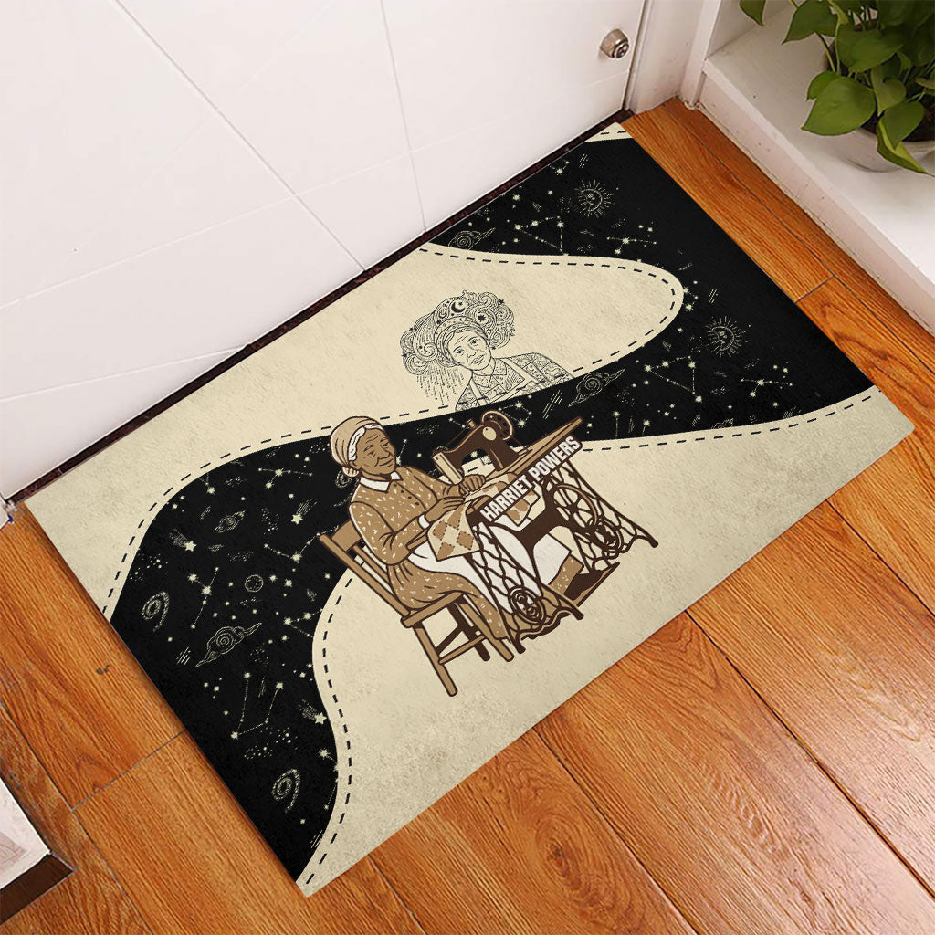 Harriet Powers Celestial Mystery Rubber Doormat Vintage Line Art - African American Folk Quilt Pattern