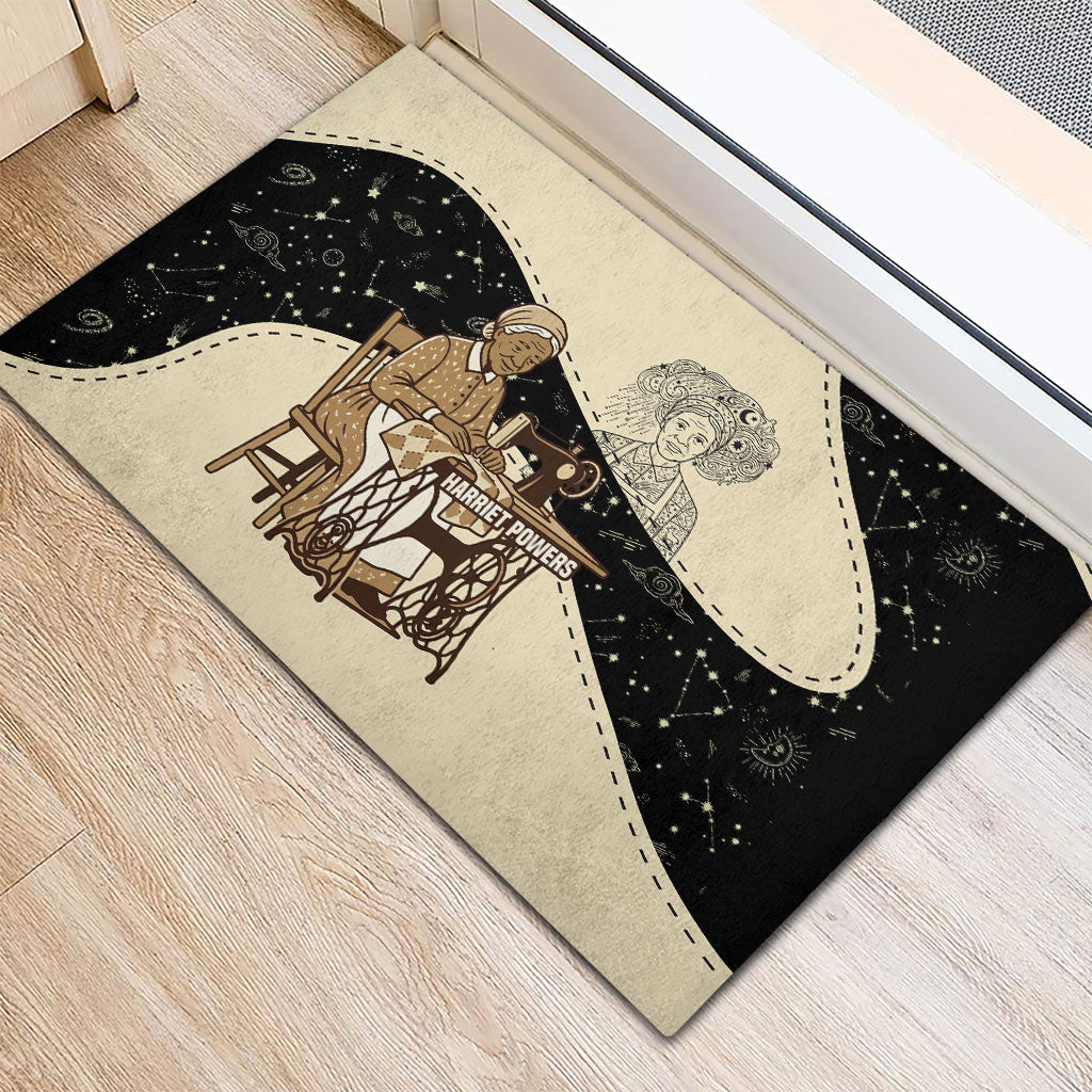 Harriet Powers Celestial Mystery Rubber Doormat Vintage Line Art - African American Folk Quilt Pattern