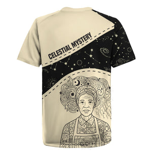 Harriet Powers Celestial Mystery Rugby Jersey Vintage Line Art - African American Folk Quilt Pattern