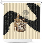 Harriet Powers Celestial Mystery Shower Curtain Vintage Line Art - African American Folk Quilt Pattern