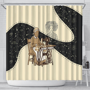 Harriet Powers Celestial Mystery Shower Curtain Vintage Line Art - African American Folk Quilt Pattern