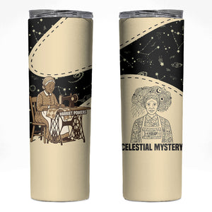 Harriet Powers Celestial Mystery Skinny Tumbler Vintage Line Art - African American Folk Quilt Pattern