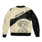 Harriet Powers Celestial Mystery Sleeve Zip Bomber Jacket Vintage Line Art - African American Folk Quilt Pattern
