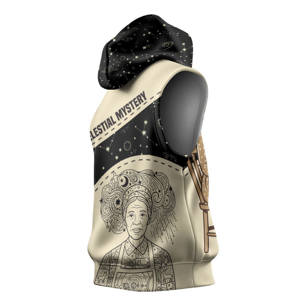 Harriet Powers Celestial Mystery Sleeveless Hoodie Vintage Line Art - African American Folk Quilt Pattern