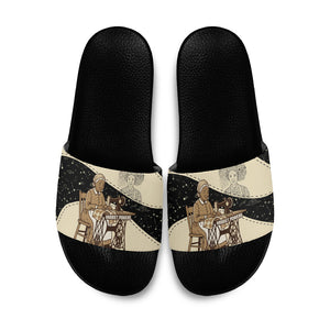 Harriet Powers Celestial Mystery Slide Sandals Vintage Line Art - African American Folk Quilt Pattern