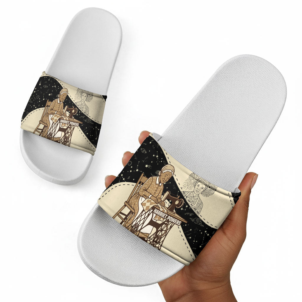 Harriet Powers Celestial Mystery Slide Sandals Vintage Line Art - African American Folk Quilt Pattern