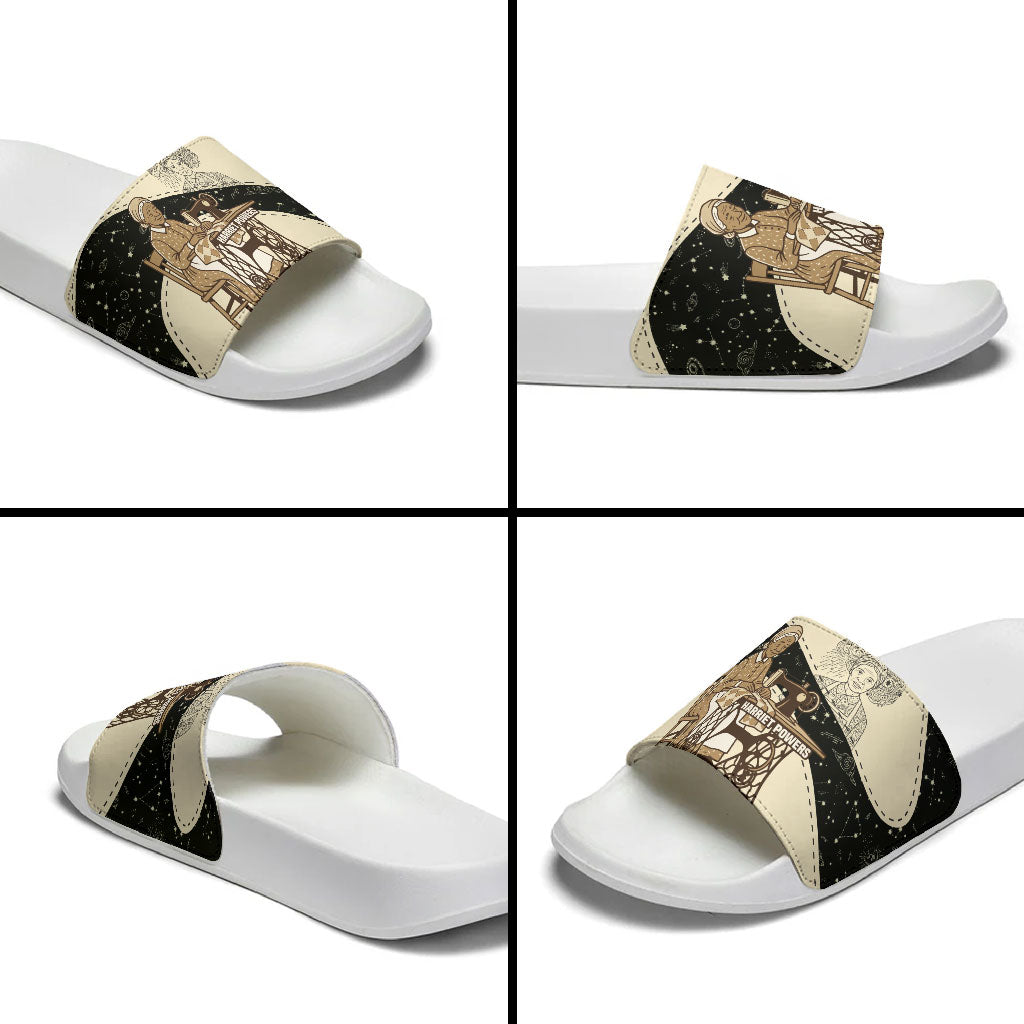 Harriet Powers Celestial Mystery Slide Sandals Vintage Line Art - African American Folk Quilt Pattern