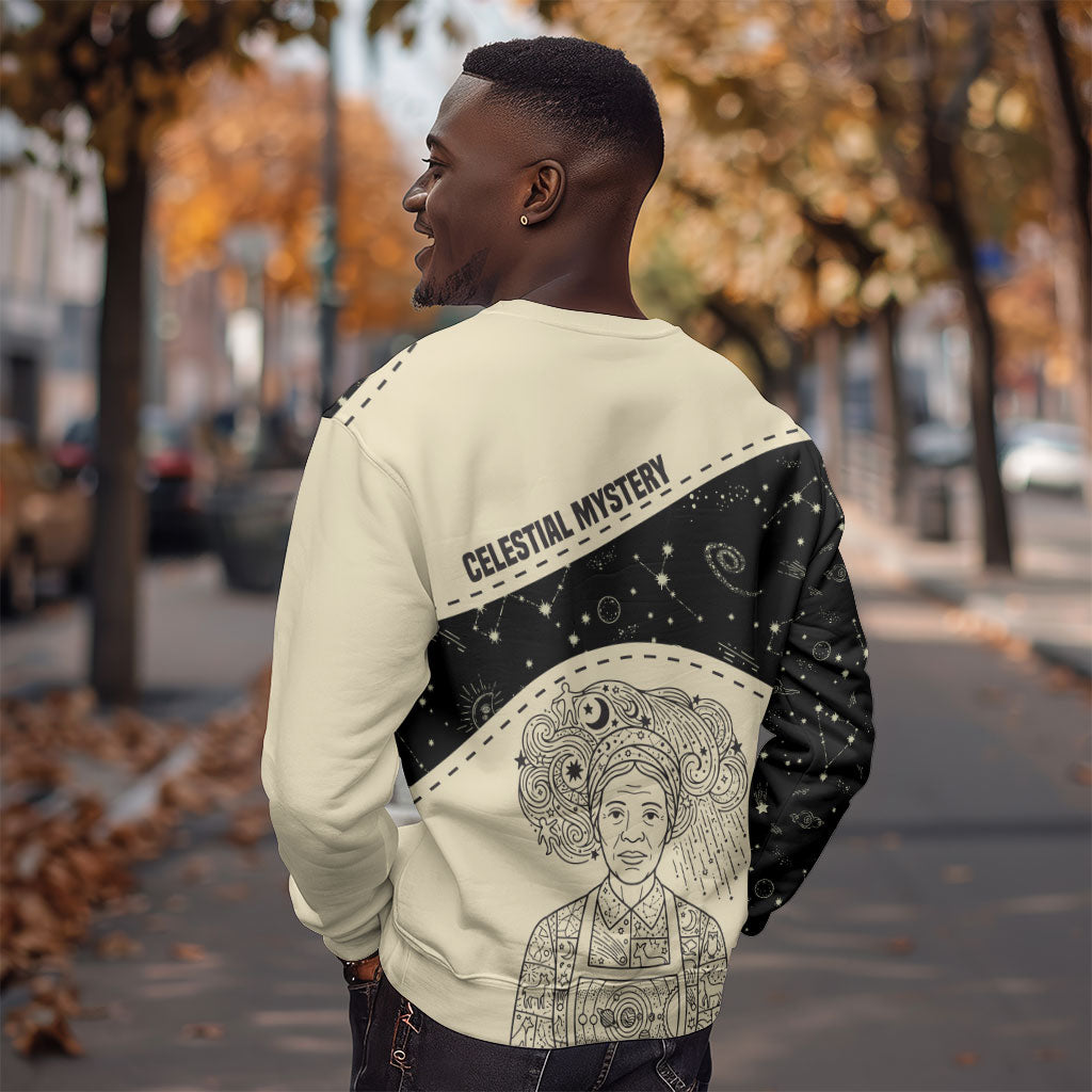 Harriet Powers Celestial Mystery Sweatshirt Vintage Line Art - African American Folk Quilt Pattern