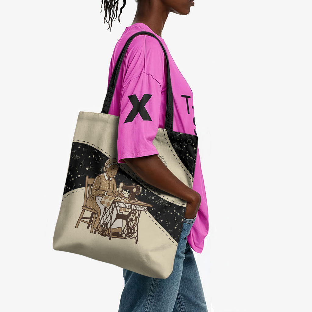 Harriet Powers Celestial Mystery Tote Bag Vintage Line Art - African American Folk Quilt Pattern