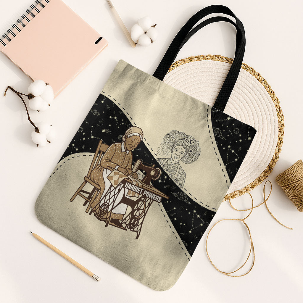Harriet Powers Celestial Mystery Tote Bag Vintage Line Art - African American Folk Quilt Pattern