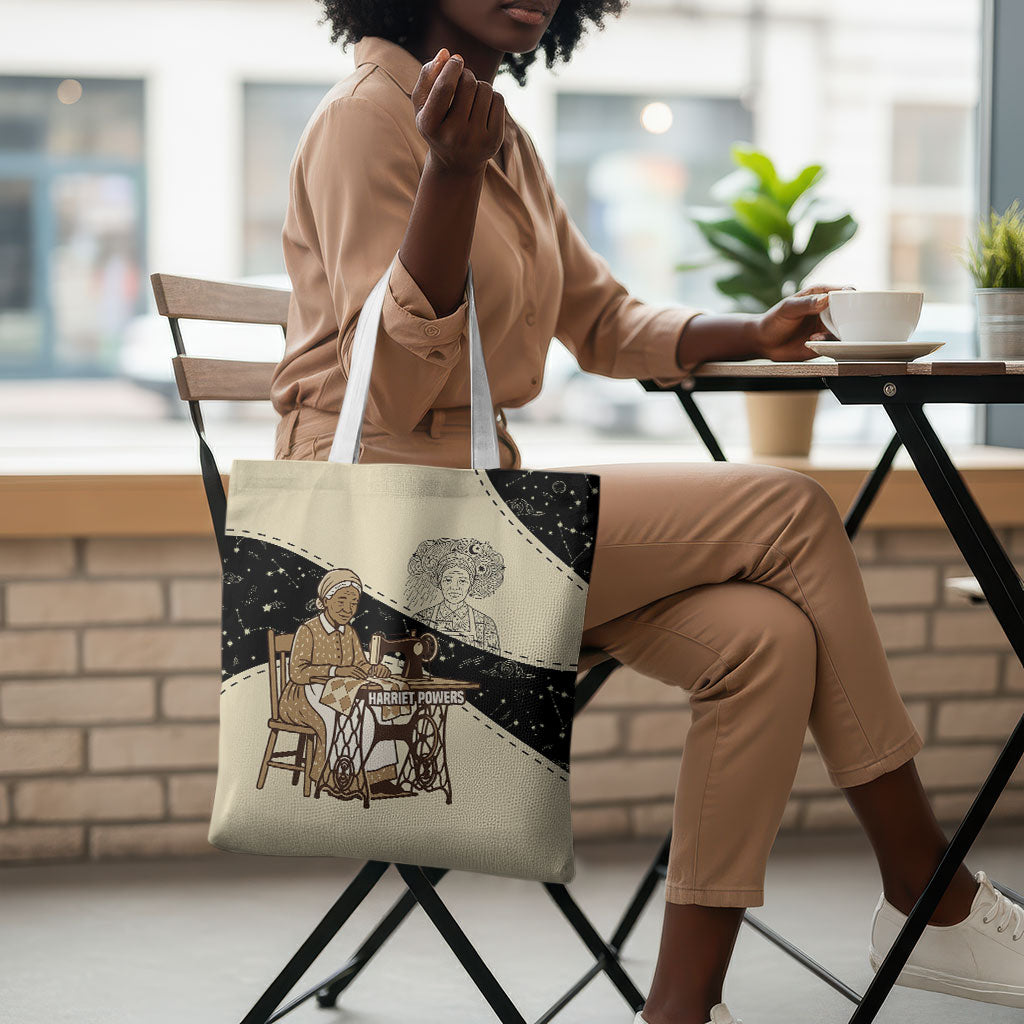 Harriet Powers Celestial Mystery Tote Bag Vintage Line Art - African American Folk Quilt Pattern
