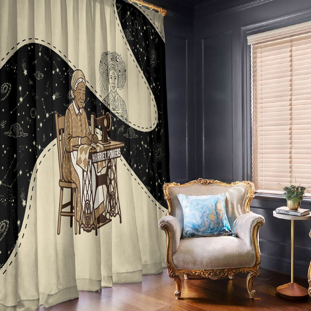 Harriet Powers Celestial Mystery Window Curtain Vintage Line Art - African American Folk Quilt Pattern