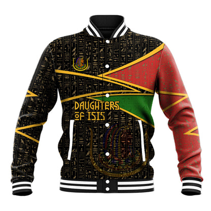 Daughters Of Isis Baseball Jacket Ancient Egyptian Queen Hieroglyphic Art