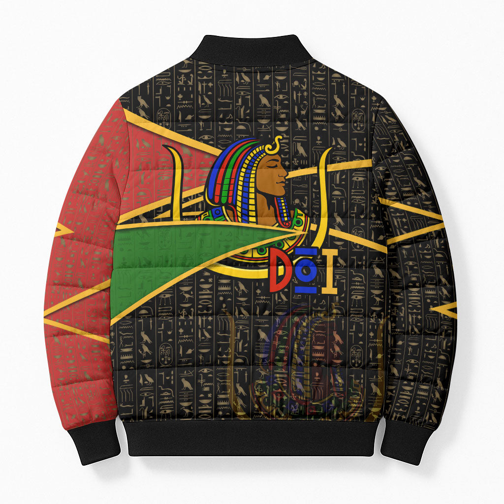 Daughters Of Isis Bomber Puffer Jacket Ancient Egyptian Queen Hieroglyphic Art