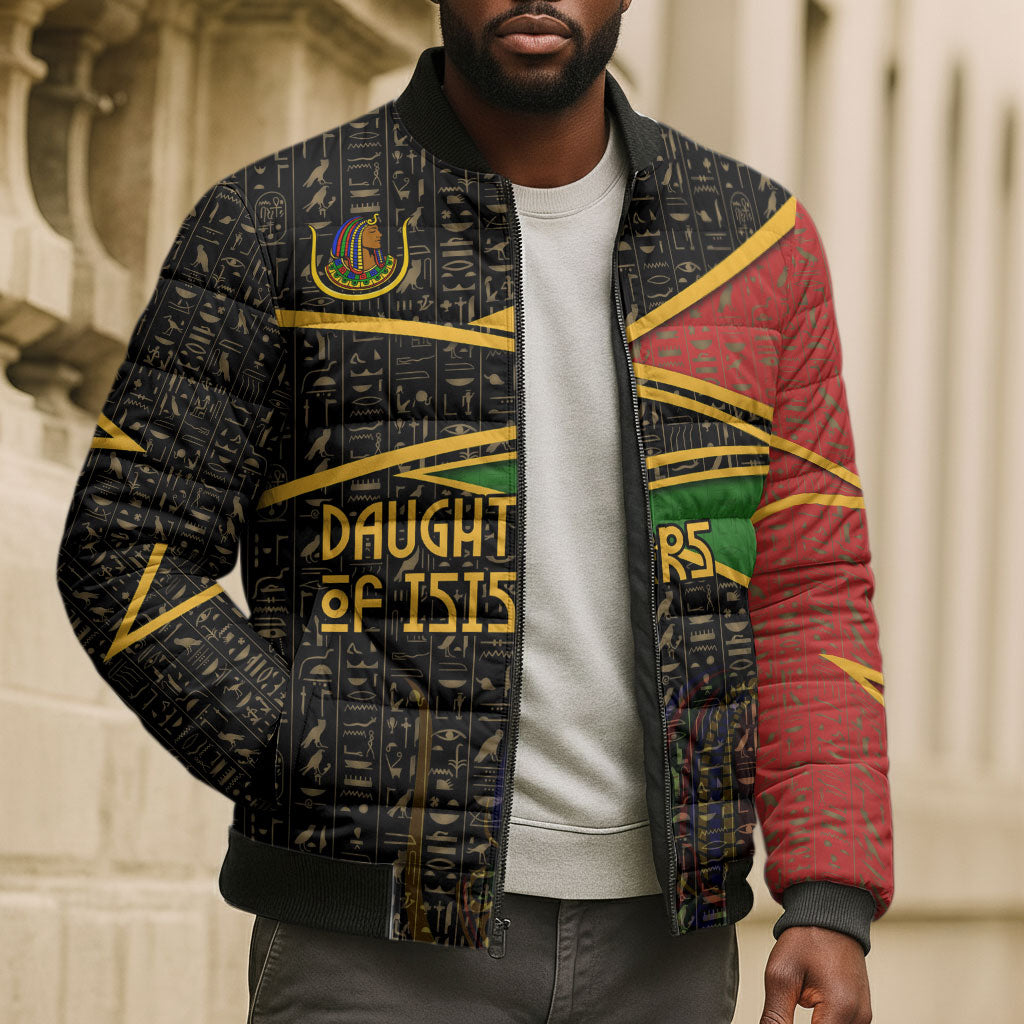 Daughters Of Isis Bomber Puffer Jacket Ancient Egyptian Queen Hieroglyphic Art