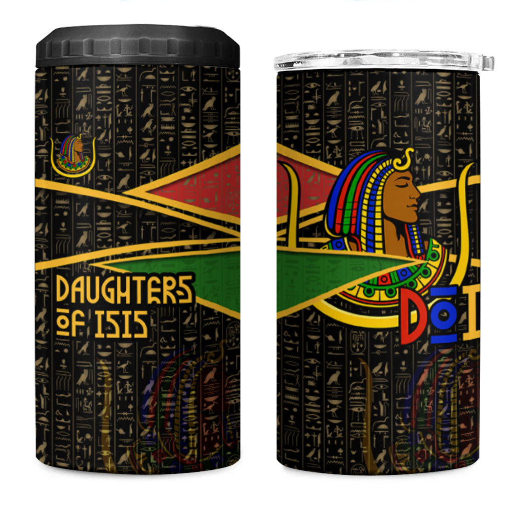 Daughters Of Isis 4 in 1 Can Cooler Tumbler Ancient Egyptian Queen Hieroglyphic Art