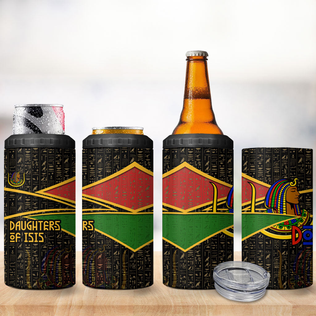 Daughters Of Isis 4 in 1 Can Cooler Tumbler Ancient Egyptian Queen Hieroglyphic Art