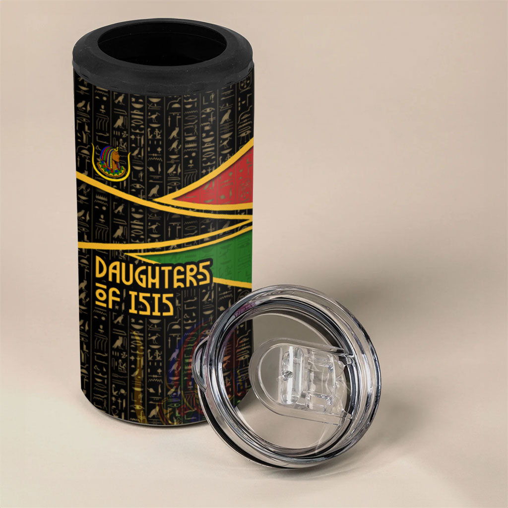 Daughters Of Isis 4 in 1 Can Cooler Tumbler Ancient Egyptian Queen Hieroglyphic Art