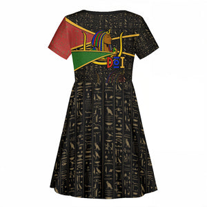 Daughters Of Isis Kid Short Sleeve Dress Ancient Egyptian Queen Hieroglyphic Art