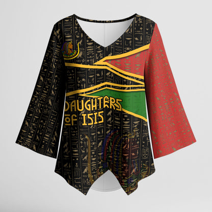 Daughters Of Isis Kimono Sleeve Blouse Ancient Egyptian Queen Hieroglyphic Art