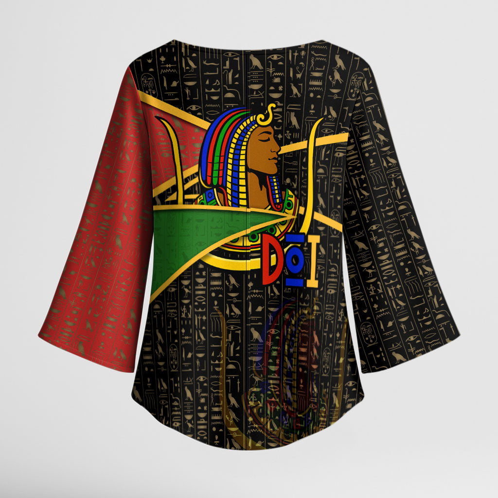 Daughters Of Isis Kimono Sleeve Blouse Ancient Egyptian Queen Hieroglyphic Art