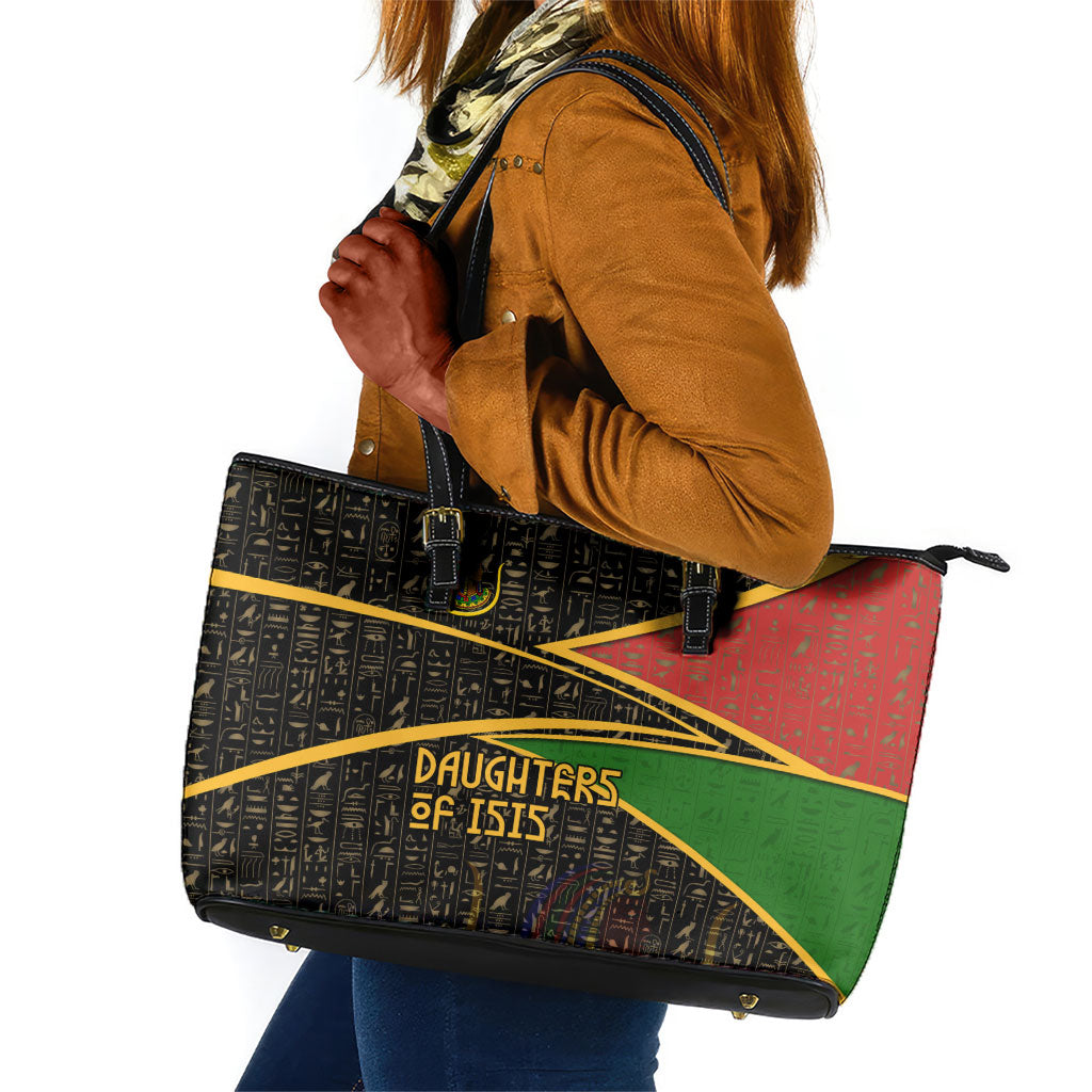 Daughters Of Isis Leather Tote Bag Ancient Egyptian Queen Hieroglyphic Art