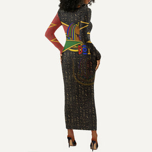 Daughters Of Isis Long Sleeve Bodycon Dress Ancient Egyptian Queen Hieroglyphic Art