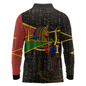 Daughters Of Isis Long Sleeve Polo Shirt Ancient Egyptian Queen Hieroglyphic Art
