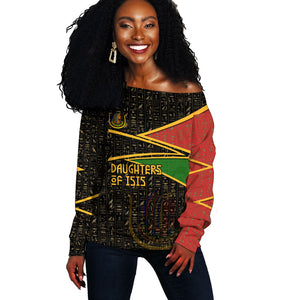 Daughters Of Isis Off Shoulder Sweater Ancient Egyptian Queen Hieroglyphic Art
