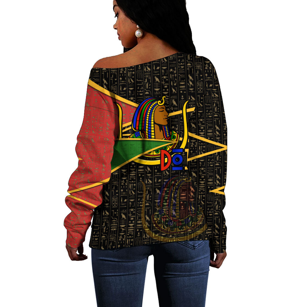 Daughters Of Isis Off Shoulder Sweater Ancient Egyptian Queen Hieroglyphic Art