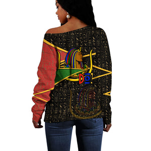 Daughters Of Isis Off Shoulder Sweater Ancient Egyptian Queen Hieroglyphic Art