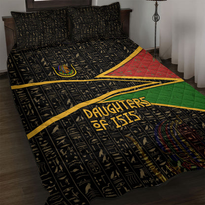 Daughters Of Isis Quilt Bed Set Ancient Egyptian Queen Hieroglyphic Art