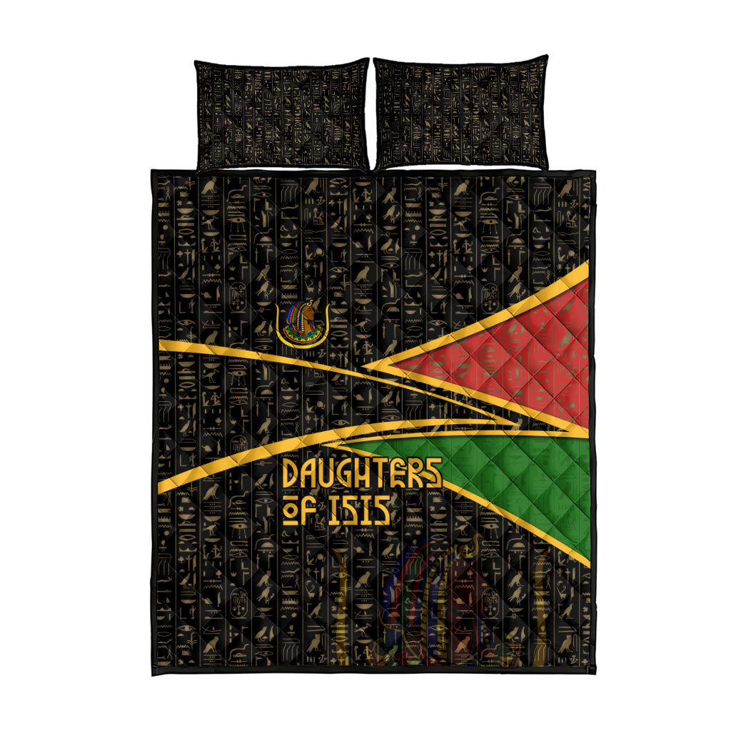 Daughters Of Isis Quilt Bed Set Ancient Egyptian Queen Hieroglyphic Art