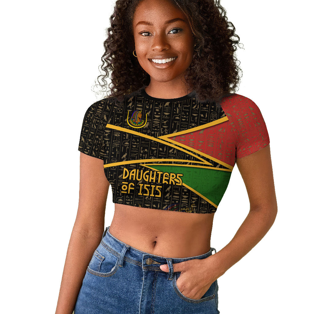 Daughters Of Isis Raglan Cropped T shirt Ancient Egyptian Queen Hieroglyphic Art