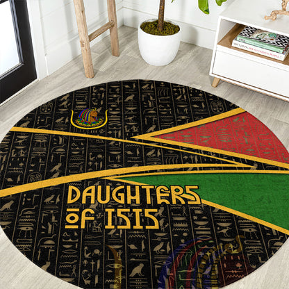 Daughters Of Isis Round Carpet Ancient Egyptian Queen Hieroglyphic Art