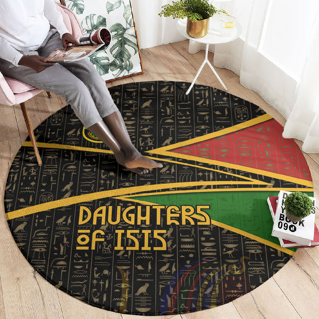Daughters Of Isis Round Carpet Ancient Egyptian Queen Hieroglyphic Art