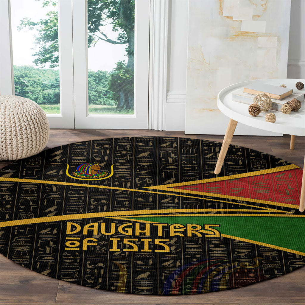 Daughters Of Isis Round Carpet Ancient Egyptian Queen Hieroglyphic Art